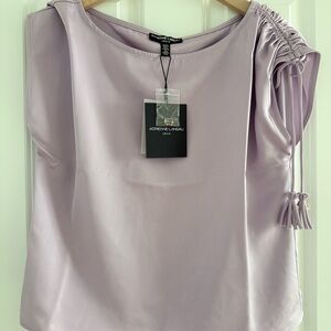 Adrienne Landau Purple Asymmetrical Ruched Blouse